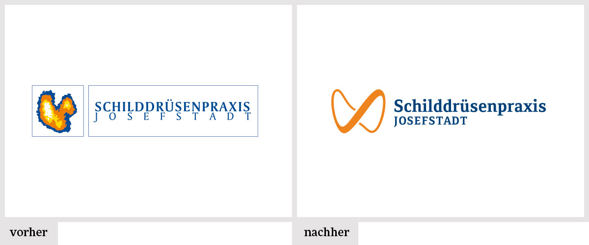 Redesign Logo Schilddrüsenpraxis Josefstadt – altes und neues Logo im Vergleich